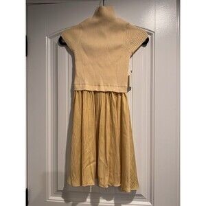 Anthropologie Women's Dress, Ribbed Sweater Mock Turtleneck With Flowy Bottom